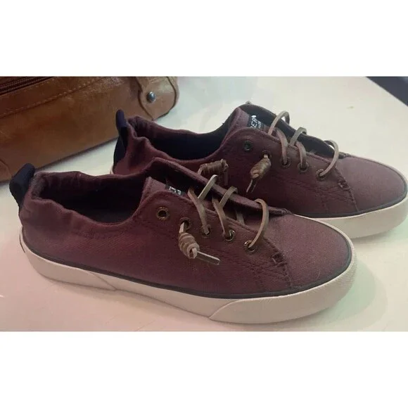 Sperry Top Sider Shoes Womens 5.5 Crest Vibe Sneakers Maroon Fabric - Picture 1 of 11